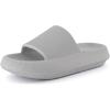 imageCUSHIONAIRE Feather EVA Slides for Women  Comfortable Slip On Womens Slippers Indoor Outdoor Shower Shoes Beach Essential Cloud SlidesLt Grey