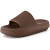 imageCUSHIONAIRE Feather EVA Slides for Women  Comfortable Slip On Womens Slippers Indoor Outdoor Shower Shoes Beach Essential Cloud SlidesMocha