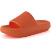 imageCUSHIONAIRE Feather EVA Slides for Women  Comfortable Slip On Womens Slippers Indoor Outdoor Shower Shoes Beach Essential Cloud SlidesTangerine