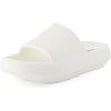 imageCUSHIONAIRE Feather EVA Slides for Women  Comfortable Slip On Womens Slippers Indoor Outdoor Shower Shoes Beach Essential Cloud SlidesVanilla