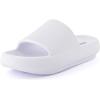 imageCUSHIONAIRE Feather EVA Slides for Women  Comfortable Slip On Womens Slippers Indoor Outdoor Shower Shoes Beach Essential Cloud SlidesWhite