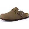 imageCUSHIONAIRE Hana Womens Clogs  Comfortable Vegan Suede Clogs for Women  Slip On Potato Shoes with Cork Footbed ampamp Arch Support  Memory Foam Wide Widths AvailableBrown