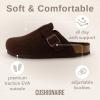 imageCUSHIONAIRE Hana Womens Clogs  Comfortable Vegan Suede Clogs for Women  Slip On Potato Shoes with Cork Footbed ampamp Arch Support  Memory Foam Wide Widths AvailableBrown Wool