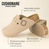 imageCUSHIONAIRE Hana Womens Clogs  Comfortable Vegan Suede Clogs for Women  Slip On Potato Shoes with Cork Footbed ampamp Arch Support  Memory Foam Wide Widths AvailableSand Vegan Suede