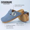 imageCUSHIONAIRE Hana Womens Clogs  Comfortable Vegan Suede Clogs for Women  Slip On Potato Shoes with Cork Footbed ampamp Arch Support  Memory Foam Wide Widths AvailableLight Denim