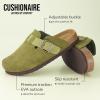 imageCUSHIONAIRE Hana Womens Clogs  Comfortable Vegan Suede Clogs for Women  Slip On Potato Shoes with Cork Footbed ampamp Arch Support  Memory Foam Wide Widths AvailableKhaki Corduroy