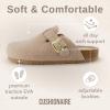 imageCUSHIONAIRE Hana Womens Clogs  Comfortable Vegan Suede Clogs for Women  Slip On Potato Shoes with Cork Footbed ampamp Arch Support  Memory Foam Wide Widths AvailableSand Wool