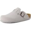 imageCUSHIONAIRE Hana Womens Clogs  Comfortable Vegan Suede Clogs for Women  Slip On Potato Shoes with Cork Footbed ampamp Arch Support  Memory Foam Wide Widths AvailableIvory Vegan Suede