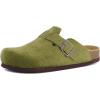 imageCUSHIONAIRE Hana Womens Clogs  Comfortable Vegan Suede Clogs for Women  Slip On Potato Shoes with Cork Footbed ampamp Arch Support  Memory Foam Wide Widths AvailableKhaki Corduroy