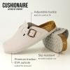 imageCUSHIONAIRE Hana Womens Clogs  Comfortable Vegan Suede Clogs for Women  Slip On Potato Shoes with Cork Footbed ampamp Arch Support  Memory Foam Wide Widths AvailableIvory Vegan Suede
