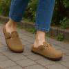 imageCUSHIONAIRE Hana Womens Clogs  Comfortable Vegan Suede Clogs for Women  Slip On Potato Shoes with Cork Footbed ampamp Arch Support  Memory Foam Wide Widths AvailableBrown