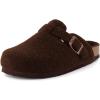 imageCUSHIONAIRE Hana Womens Clogs  Comfortable Vegan Suede Clogs for Women  Slip On Potato Shoes with Cork Footbed ampamp Arch Support  Memory Foam Wide Widths AvailableBrown Wool