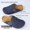 imageCUSHIONAIRE Hana Womens Clogs  Comfortable Vegan Suede Clogs for Women  Slip On Potato Shoes with Cork Footbed ampamp Arch Support  Memory Foam Wide Widths AvailableDark Denim