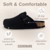 imageCUSHIONAIRE Hana Womens Clogs  Comfortable Vegan Suede Clogs for Women  Slip On Potato Shoes with Cork Footbed ampamp Arch Support  Memory Foam Wide Widths AvailableBlack Wool