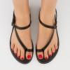 imageCUSHIONAIRE Life Strappy Flat Thong Sandals for Women with Toe Loop Memory Foam and Adjustable Ankle Strap Womens SandalsBlack