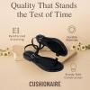 imageCUSHIONAIRE Life Strappy Flat Thong Sandals for Women with Toe Loop Memory Foam and Adjustable Ankle Strap Womens SandalsBlack
