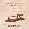 imageCUSHIONAIRE Life Strappy Flat Thong Sandals for Women with Toe Loop Memory Foam and Adjustable Ankle Strap Womens SandalsWhiskey