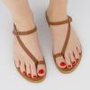 imageCUSHIONAIRE Life Strappy Flat Thong Sandals for Women with Toe Loop Memory Foam and Adjustable Ankle Strap Womens SandalsWhiskey