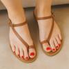imageCUSHIONAIRE Life Strappy Flat Thong Sandals for Women with Toe Loop Memory Foam and Adjustable Ankle Strap Womens SandalsWhiskey