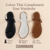 imageCUSHIONAIRE Life Strappy Flat Thong Sandals for Women with Toe Loop Memory Foam and Adjustable Ankle Strap Womens SandalsWhite