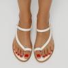 imageCUSHIONAIRE Life Strappy Flat Thong Sandals for Women with Toe Loop Memory Foam and Adjustable Ankle Strap Womens SandalsWhite