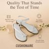 imageCUSHIONAIRE Life Strappy Flat Thong Sandals for Women with Toe Loop Memory Foam and Adjustable Ankle Strap Womens SandalsWhite