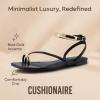 imageCUSHIONAIRE Secret Flat Sandals for Women with Gold Ankle Cuff and Toe Ring Strap Vegan Leather Dress SandalsBlack