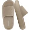 imageCUSHIONAIRE Feather EVA Slides for Women  Comfortable Slip On Womens Slippers Indoor Outdoor Shower Shoes Beach Essential Cloud SlidesPutty