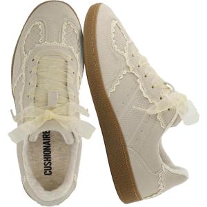 imageCUSHIONAIRE Belinda Womens Lace Detail Casual Sneakers  Elegant Ribbon LaceUp Shoes with Memory FoamIvory Vegan Suede