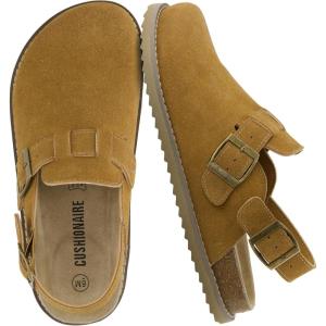 imageCUSHIONAIRE Brooklyn Suede Womens Slides Comfortable Clog Mules with Adjustable Buckles  Summer Shoes for WomenChestnut Suede