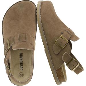 imageCUSHIONAIRE Brooklyn Suede Womens Slides Comfortable Clog Mules with Adjustable Buckles  Summer Shoes for WomenTaupe Suede