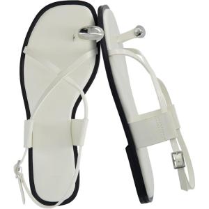 imageCUSHIONAIRE Corfu Flat Sandals for Women  Strappy Design with Toe Loop and Adjustable Ankle Strap  Lightweight Summer Dress SandalWhite