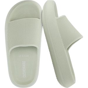 imageCUSHIONAIRE Feather EVA Slides for Women  Comfortable Slip On Womens Slippers Indoor Outdoor Shower Shoes Beach Essential Cloud SlidesAloe