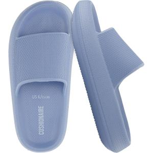 imageCUSHIONAIRE Feather EVA Slides for Women  Comfortable Slip On Womens Slippers Indoor Outdoor Shower Shoes Beach Essential Cloud SlidesBlue