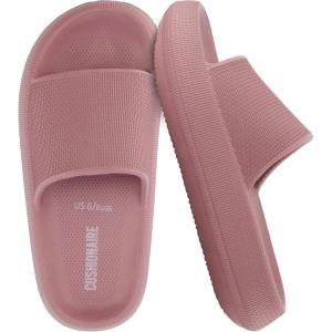 imageCUSHIONAIRE Feather EVA Slides for Women  Comfortable Slip On Womens Slippers Indoor Outdoor Shower Shoes Beach Essential Cloud SlidesBlush