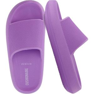 imageCUSHIONAIRE Feather EVA Slides for Women  Comfortable Slip On Womens Slippers Indoor Outdoor Shower Shoes Beach Essential Cloud SlidesLavender