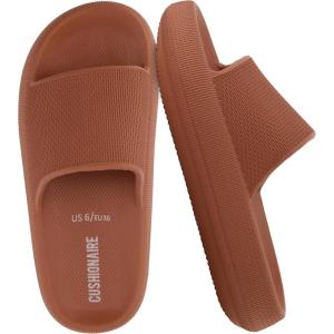 imageCUSHIONAIRE Feather EVA Slides for Women  Comfortable Slip On Womens Slippers Indoor Outdoor Shower Shoes Beach Essential Cloud SlidesOrange