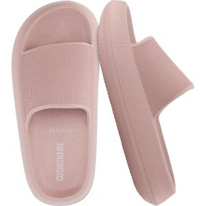imageCUSHIONAIRE Feather EVA Slides for Women  Comfortable Slip On Womens Slippers Indoor Outdoor Shower Shoes Beach Essential Cloud SlidesPink