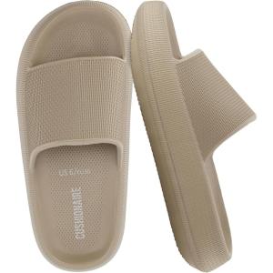 imageCUSHIONAIRE Feather EVA Slides for Women  Comfortable Slip On Womens Slippers Indoor Outdoor Shower Shoes Beach Essential Cloud SlidesPutty