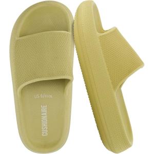 imageCUSHIONAIRE Feather EVA Slides for Women  Comfortable Slip On Womens Slippers Indoor Outdoor Shower Shoes Beach Essential Cloud SlidesYellow