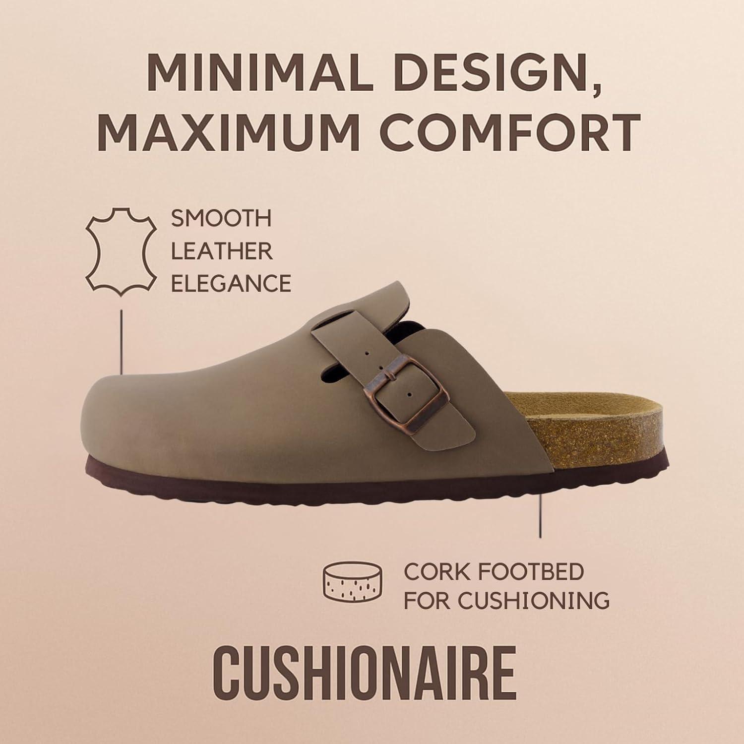 imageCUSHIONAIRE Haze Mens Clogs  Comfortable SlipOn Clogs for Men with Arch Support and Cork Suede Footbed  Perfect Potato Shoes for Indoor ampamp Outdoor UseBrown Nubuck