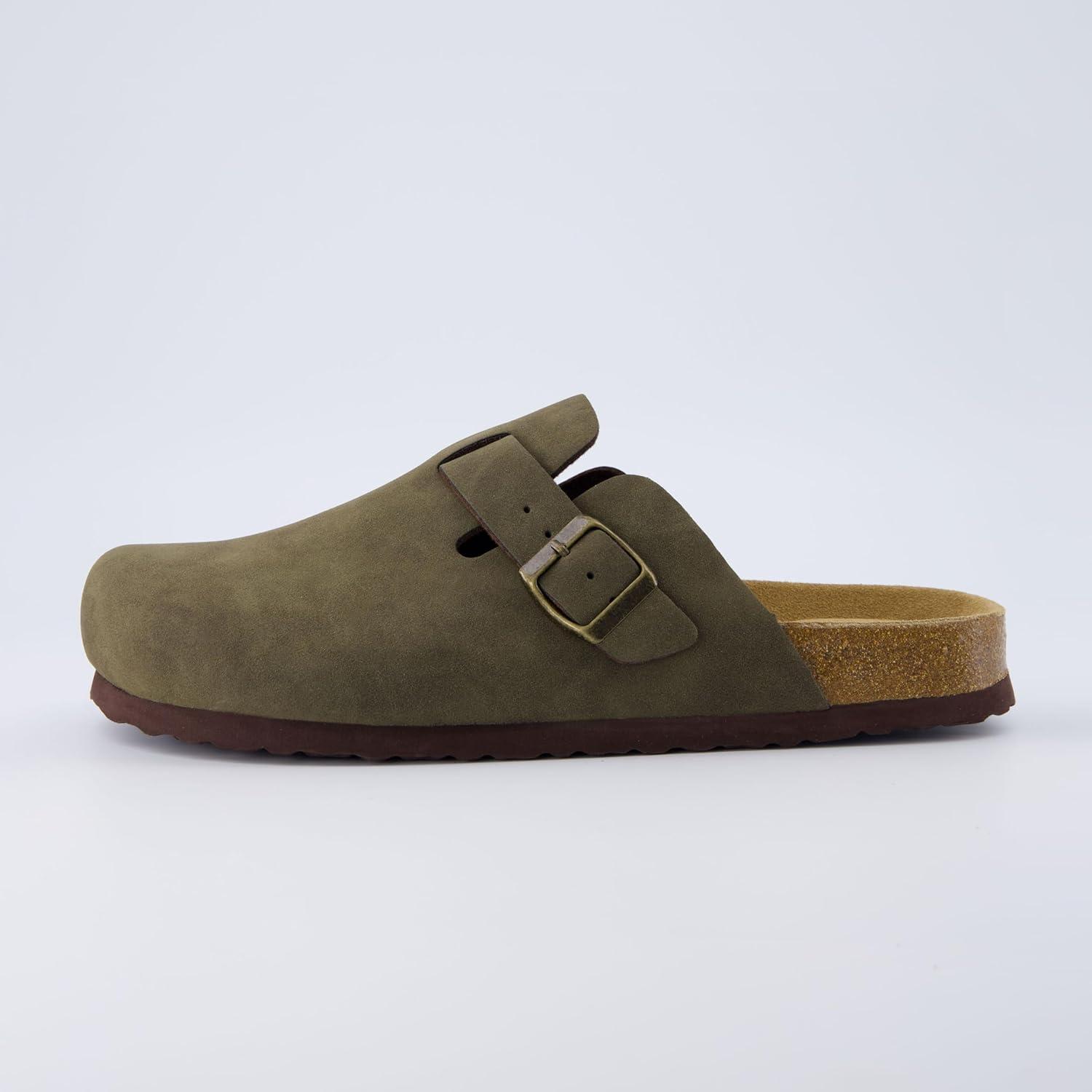 imageCUSHIONAIRE Haze Mens Clogs  Comfortable SlipOn Clogs for Men with Arch Support and Cork Suede Footbed  Perfect Potato Shoes for Indoor ampamp Outdoor UseOlive Nubuck
