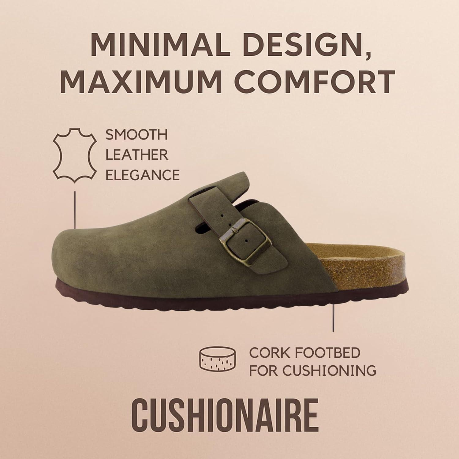 imageCUSHIONAIRE Haze Mens Clogs  Comfortable SlipOn Clogs for Men with Arch Support and Cork Suede Footbed  Perfect Potato Shoes for Indoor ampamp Outdoor UseOlive Nubuck