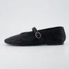 imageCUSHIONAIRE Bistro Mary Jane Flats for Women Woven Ballet Flats Shoes with Strap and Memory Foam for AllDay ComfortWoven Black