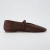 imageCUSHIONAIRE Bistro Mary Jane Flats for Women Woven Ballet Flats Shoes with Strap and Memory Foam for AllDay ComfortWoven Brown