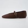 imageCUSHIONAIRE Bistro Mary Jane Flats for Women Woven Ballet Flats Shoes with Strap and Memory Foam for AllDay ComfortWoven Brown