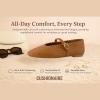 imageCUSHIONAIRE Bistro Mary Jane Flats for Women Woven Ballet Flats Shoes with Strap and Memory Foam for AllDay ComfortWoven Cognac