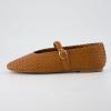 imageCUSHIONAIRE Bistro Mary Jane Flats for Women Woven Ballet Flats Shoes with Strap and Memory Foam for AllDay ComfortWoven Cognac