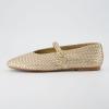 imageCUSHIONAIRE Bistro Mary Jane Flats for Women Woven Ballet Flats Shoes with Strap and Memory Foam for AllDay ComfortWoven Gold