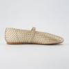imageCUSHIONAIRE Bistro Mary Jane Flats for Women Woven Ballet Flats Shoes with Strap and Memory Foam for AllDay ComfortWoven Gold